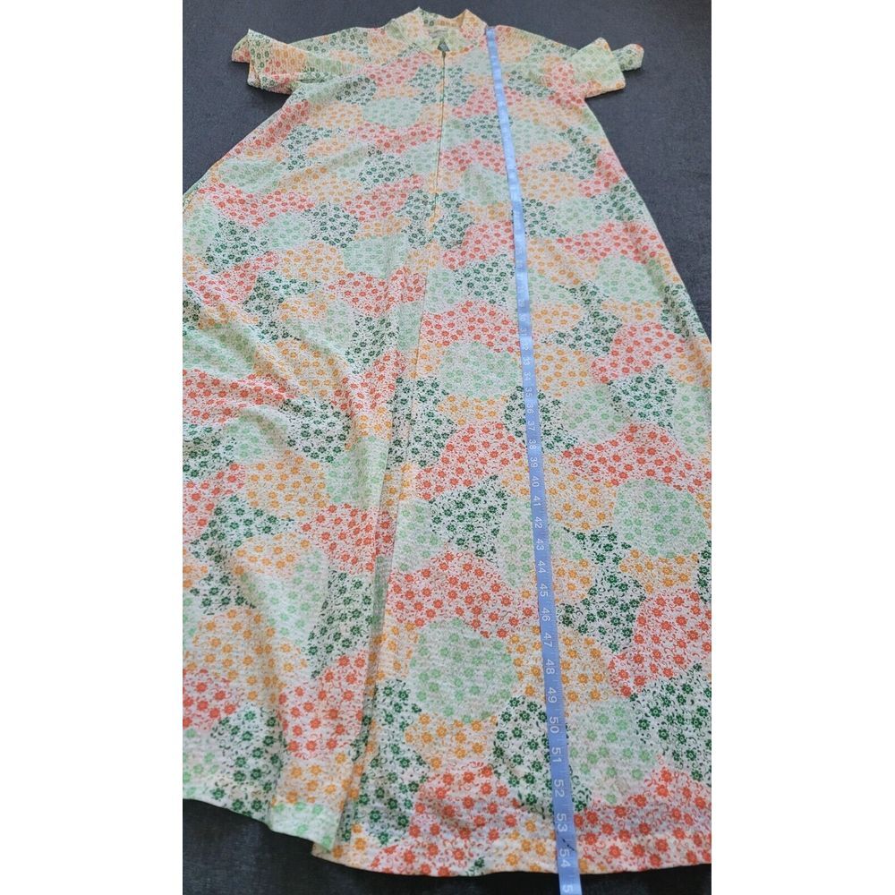 Vintage 60s 70s Mod Multicolor Maxi Dress Floral Lace Tie Waist Zip House M - Picture 15 of 15